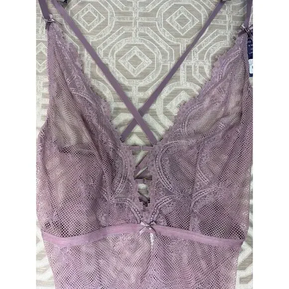 Cacique The Seriously Sexy Women's 14/16 Purple Lace Lingerie Bodysuit Teddy NWT - Picture 6 of 6